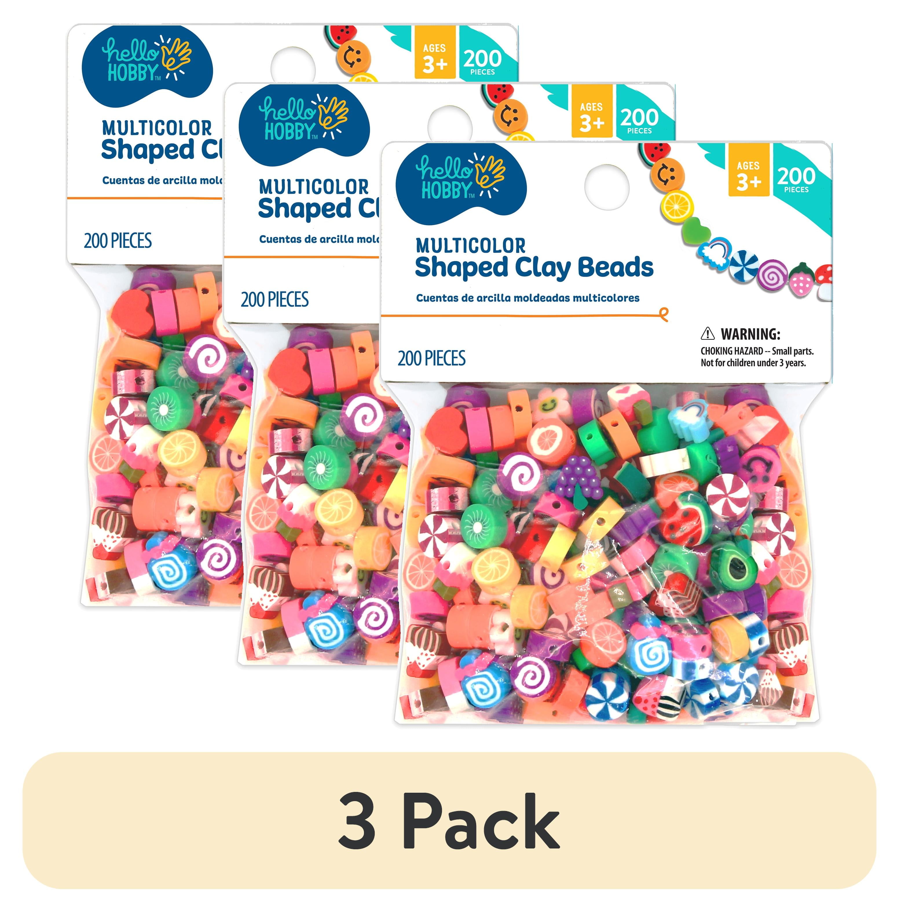 (3 pack) Hello Hobby Shaped Clay Beads for Bracelets & Jewelry Making, 200 Pieces