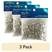(3 pack) Hello Hobby Silver Safety Pins 200 Count with Assorted Sizes, Nickel-Plated Steel