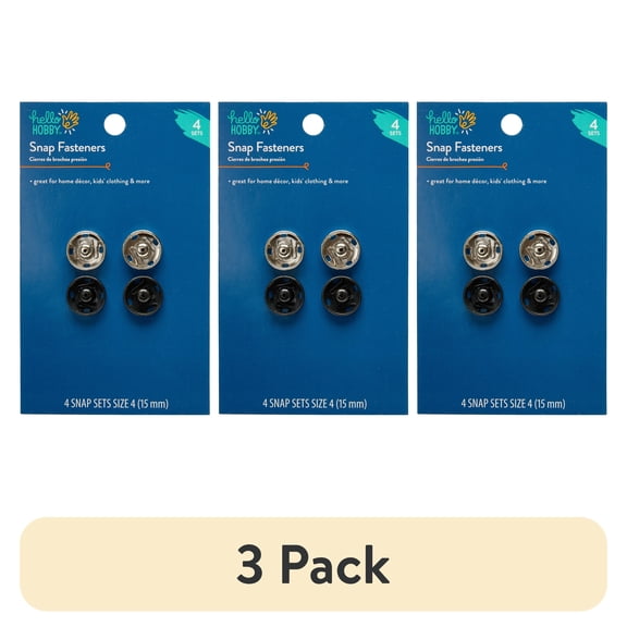 (3 pack) Hello Hobby Size 4 Snap Sew-On Fasteners for Sewing Projects