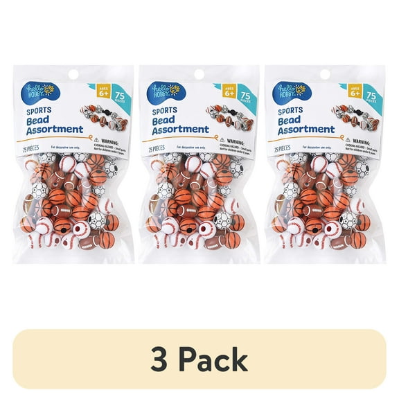 (3 pack) Hello Hobby Sports Bead Assortment, 75 Pieces