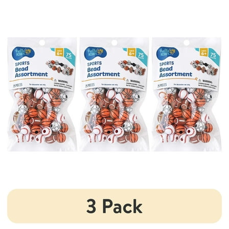 (3 pack) Hello Hobby Sports Bead Assortment, 75 Pieces