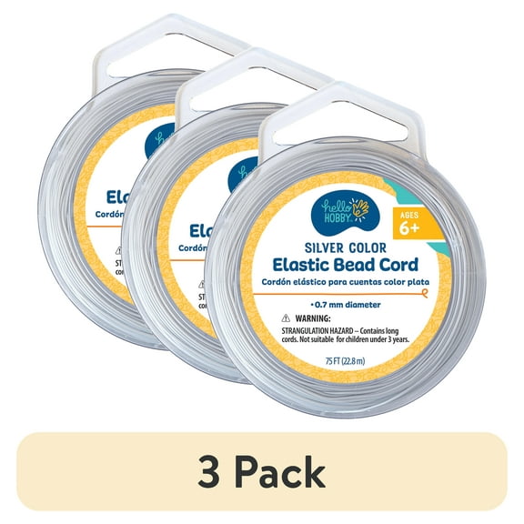 (3 pack) Hello Hobby Stretch Cord Silver 75ft