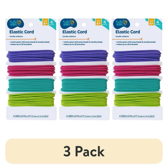 (3 pack) Hello Hobby Stretch Cord String 2mm 32ft