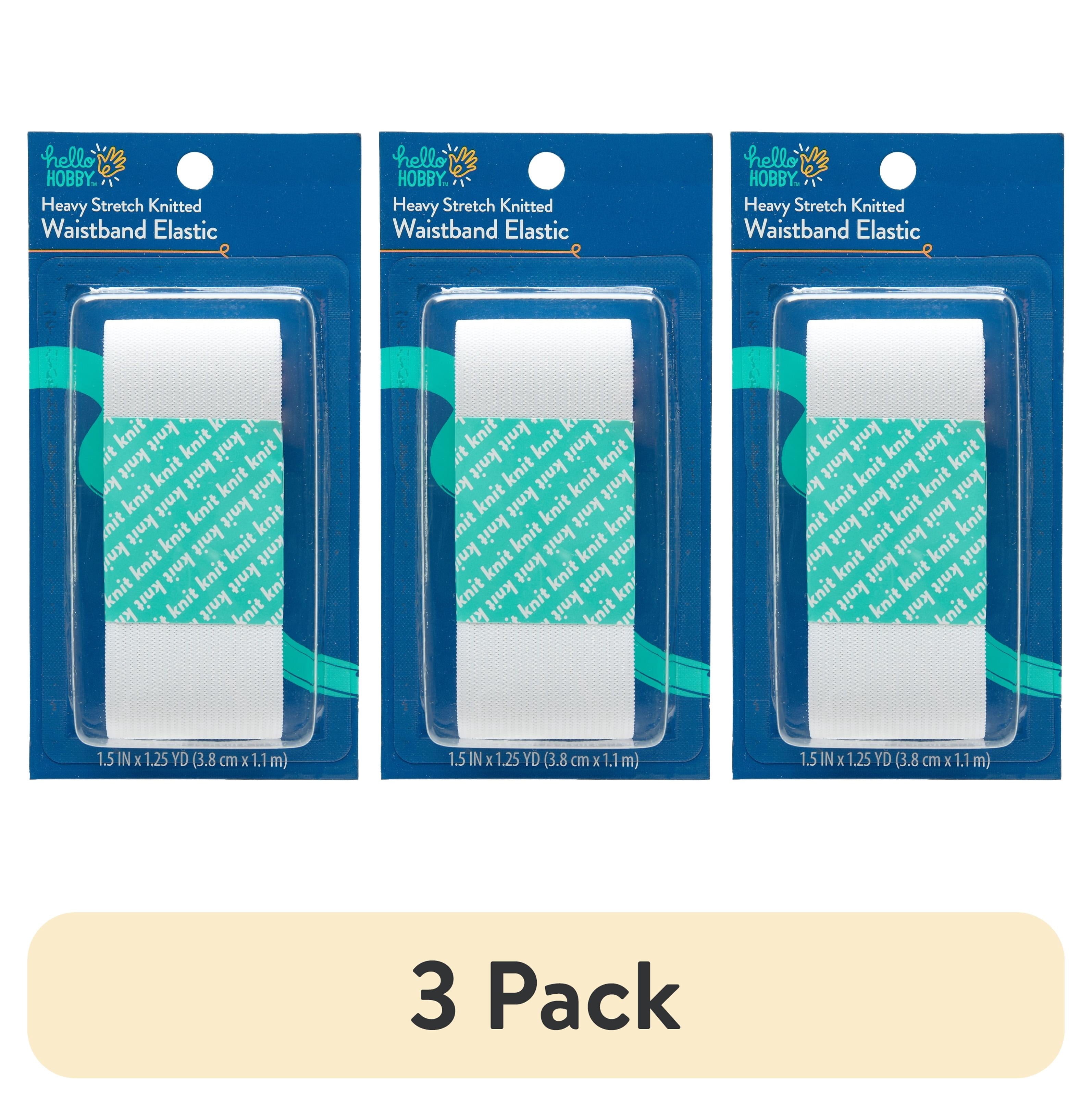 (3 pack) Hello Hobby White Waistband Elastic, 1.5 Inches x 1.25 Yards