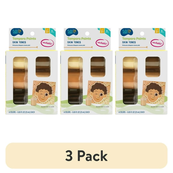 (3 pack) Hello Hobby Washable Tempera Paint Set, Safe & Nontoxic, Skin Tone, 6 Colors