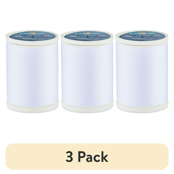 (3 pack) Hello Hobby White 100% Polyester Bobbin Thread, 600 Yards