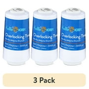 (3 pack) (3 pack) (3 pack) Hello Hobby White 100% Polyester Overlocking Thread, 3000 Yards