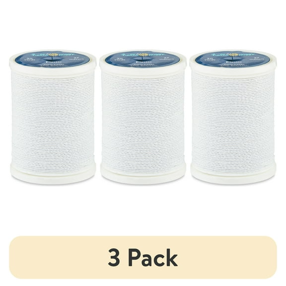 (3 pack) Hello Hobby White Elastic Thread, 30 Yards