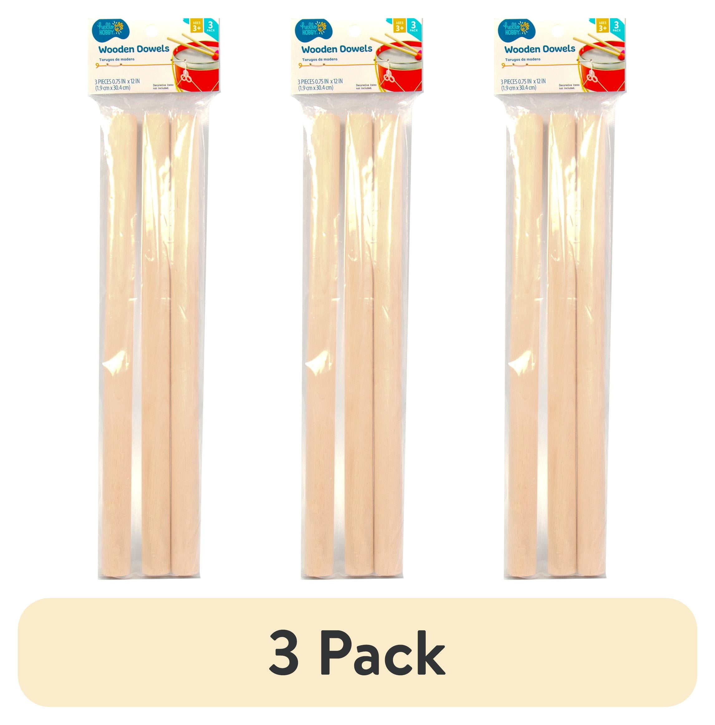 (3 pack) Hello Hobby Wooden Dowels, 0.75 in. x 12 in., 3-Pack