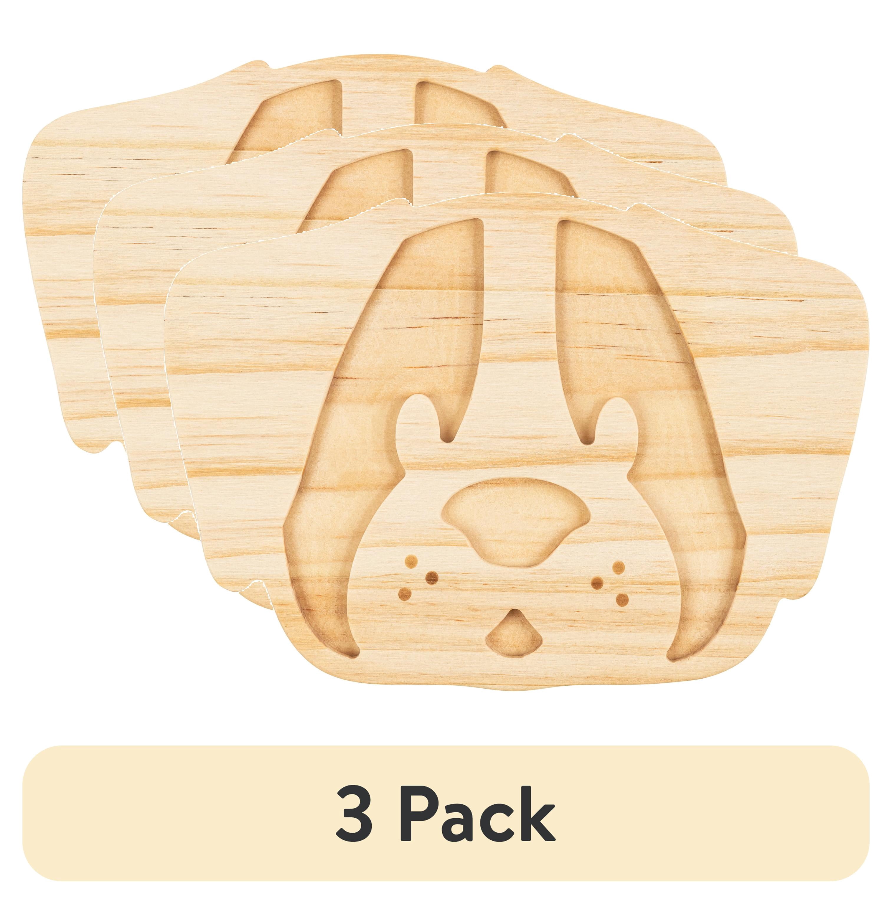 (3 pack) Hello Hobby Wooden Dog Craft Shape, Unfinished Wood, 3.5" x 4", 1 Count