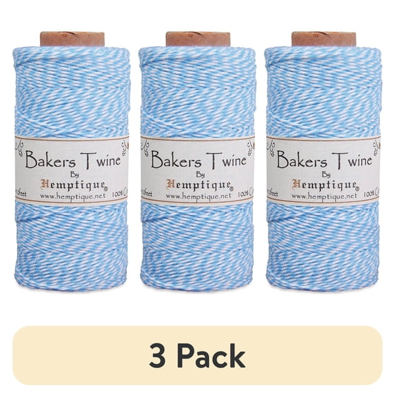 (3 pack) Hemptique Bakers Twine - Light Blue and White, Single Spool
