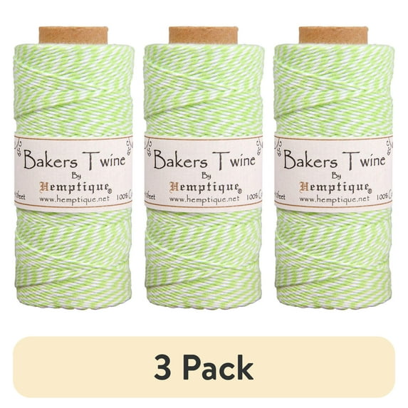 (3 pack) Hemptique Bakers Twine Spool, Lime/White