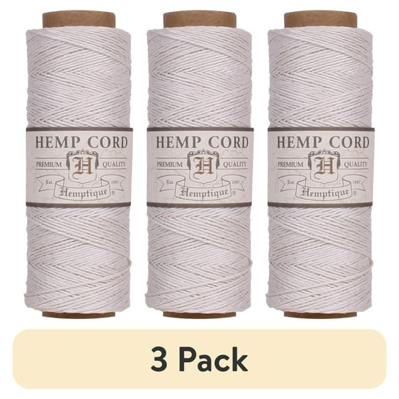(3 pack) Hemptique Hemp Cord Spool 10lb 205'-White