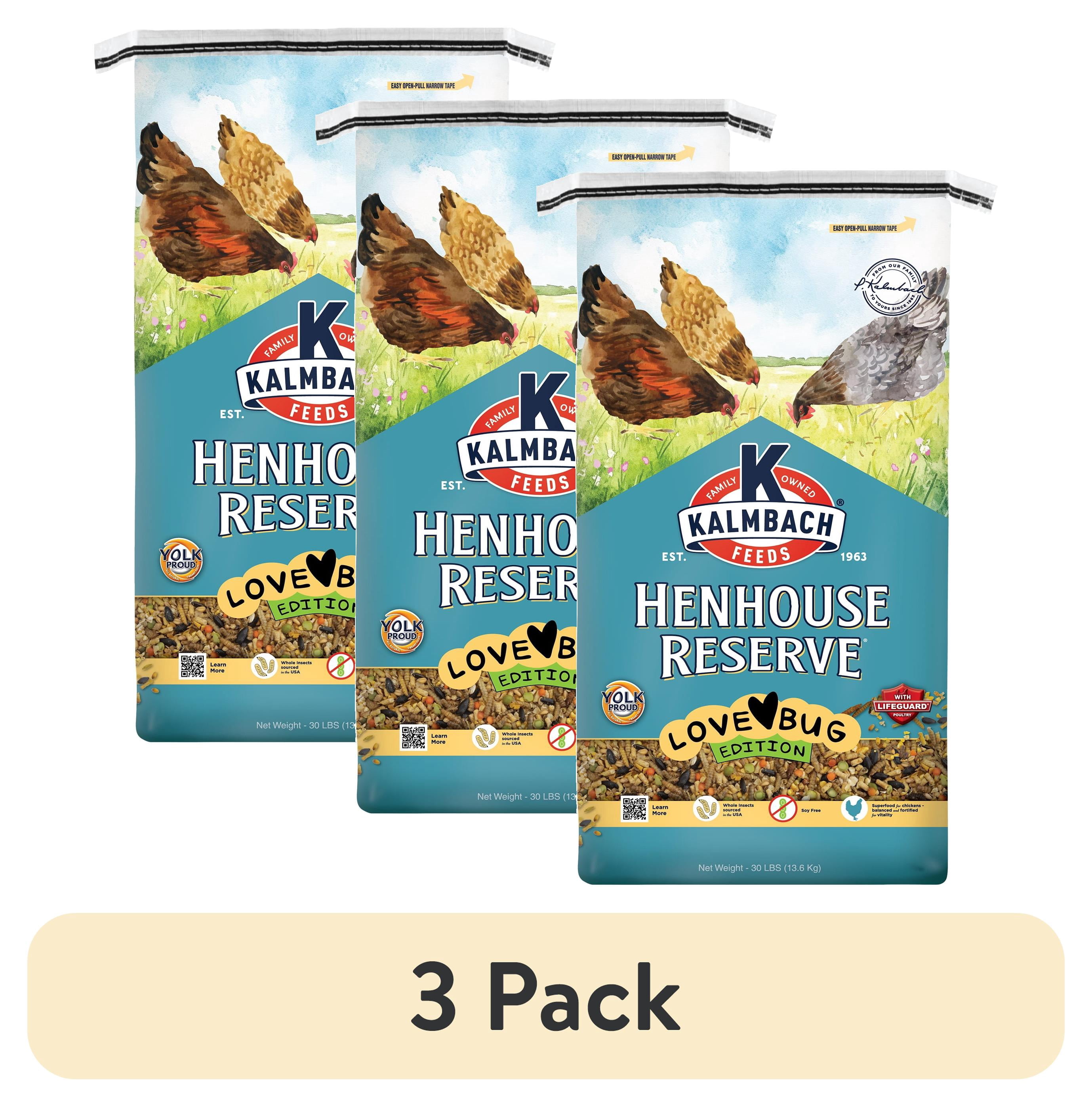 (3 pack) Henhouse Reserve Lovebug Soy Free for Laying Hens and Poultry, 30 lb bag
