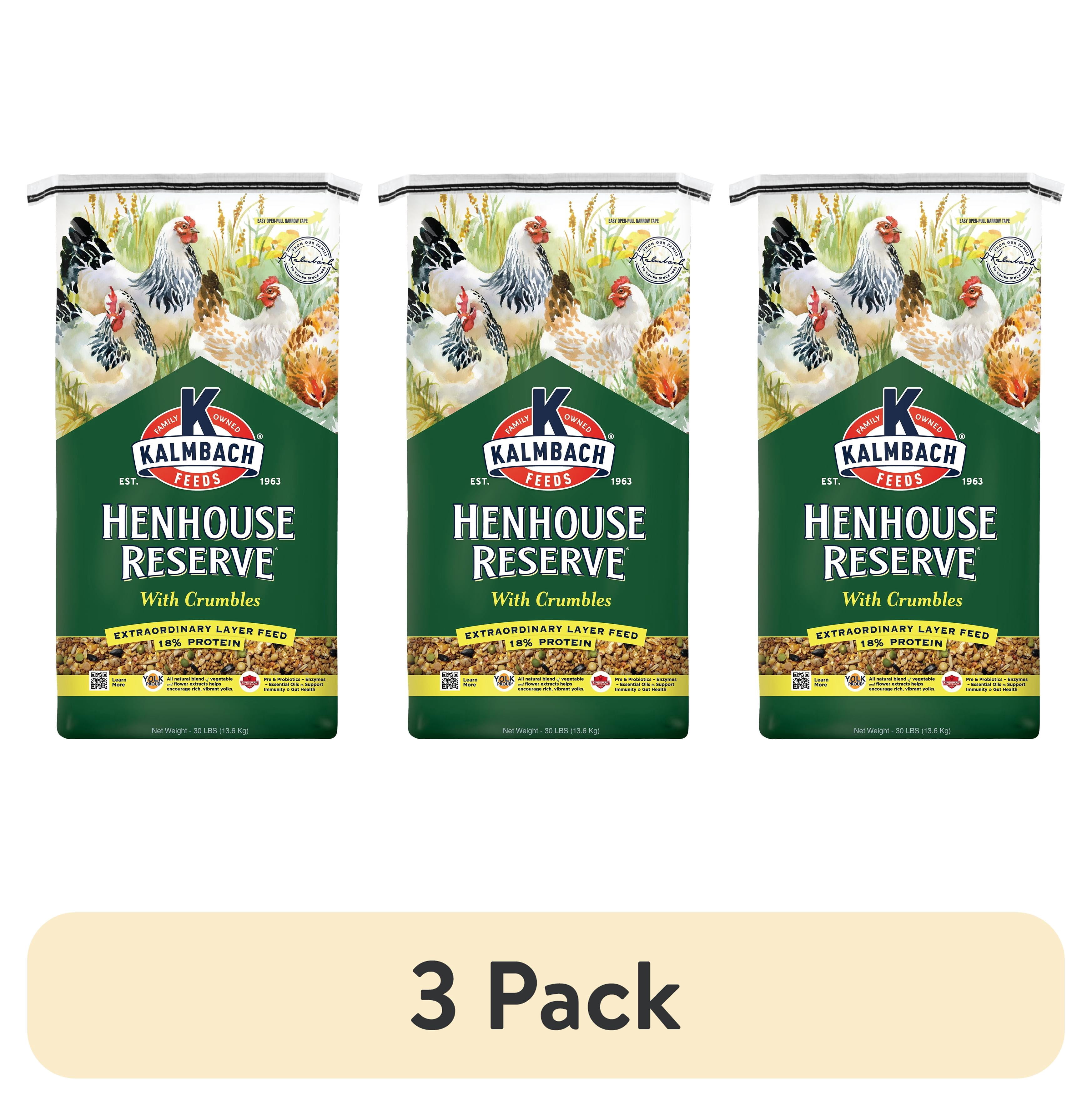 (3 pack) Henhouse Reserve with Crumbles for Laying Hens and Poultry, 30 lb bag