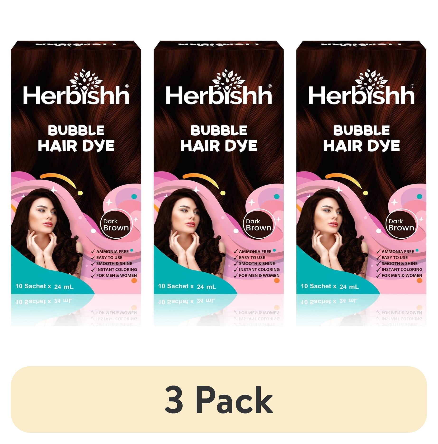 (3 pack) Herbishh Combo: Bubble Hair Dye Shampoo - Dark Brown & Argan Oil Hair Mask, 150ml | 3-in-1 Permanent Hair Color, 100% Gray Coverage, Ammonia-Free, Travel-Friendly