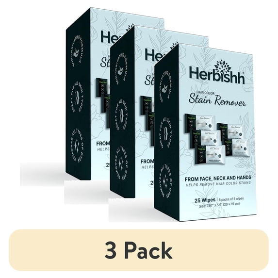 (3 pack) Herbishh Hair Color Stain Remover Wipes – Gentle Formula for Dye Cleanup – Easy Clean Hair Color Remover Wipe for Skin – Travel Pack with 5 Wipes – Safe and Skin-Friendly, Pack of 5