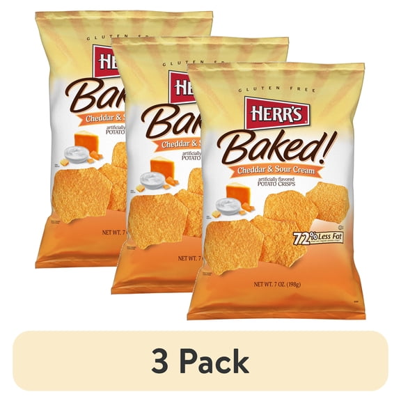 (3 pack) Herr's Cheddar & Sour Cream Baked Crisps 7oz