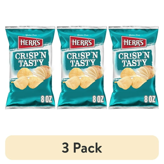 (3 pack) Herr's Crisp 'N Tasty Regular Potato Chips 8 Ounce