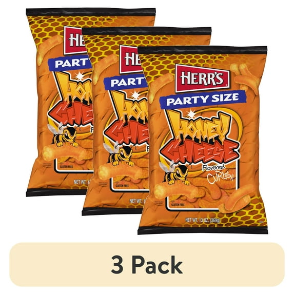 (3 pack) Herr's Honey Flavored Cheese Curls Party Size, 13 oz