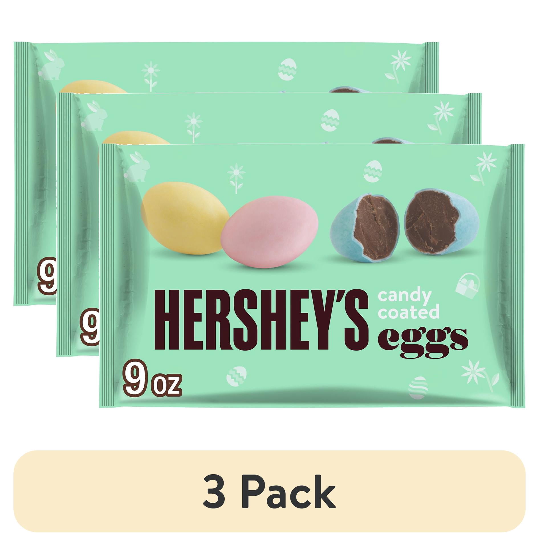 (3 pack) HERSHEY'S Candy Coated Milk Chocolate Eggs, Easter Candy Bag, 9 oz