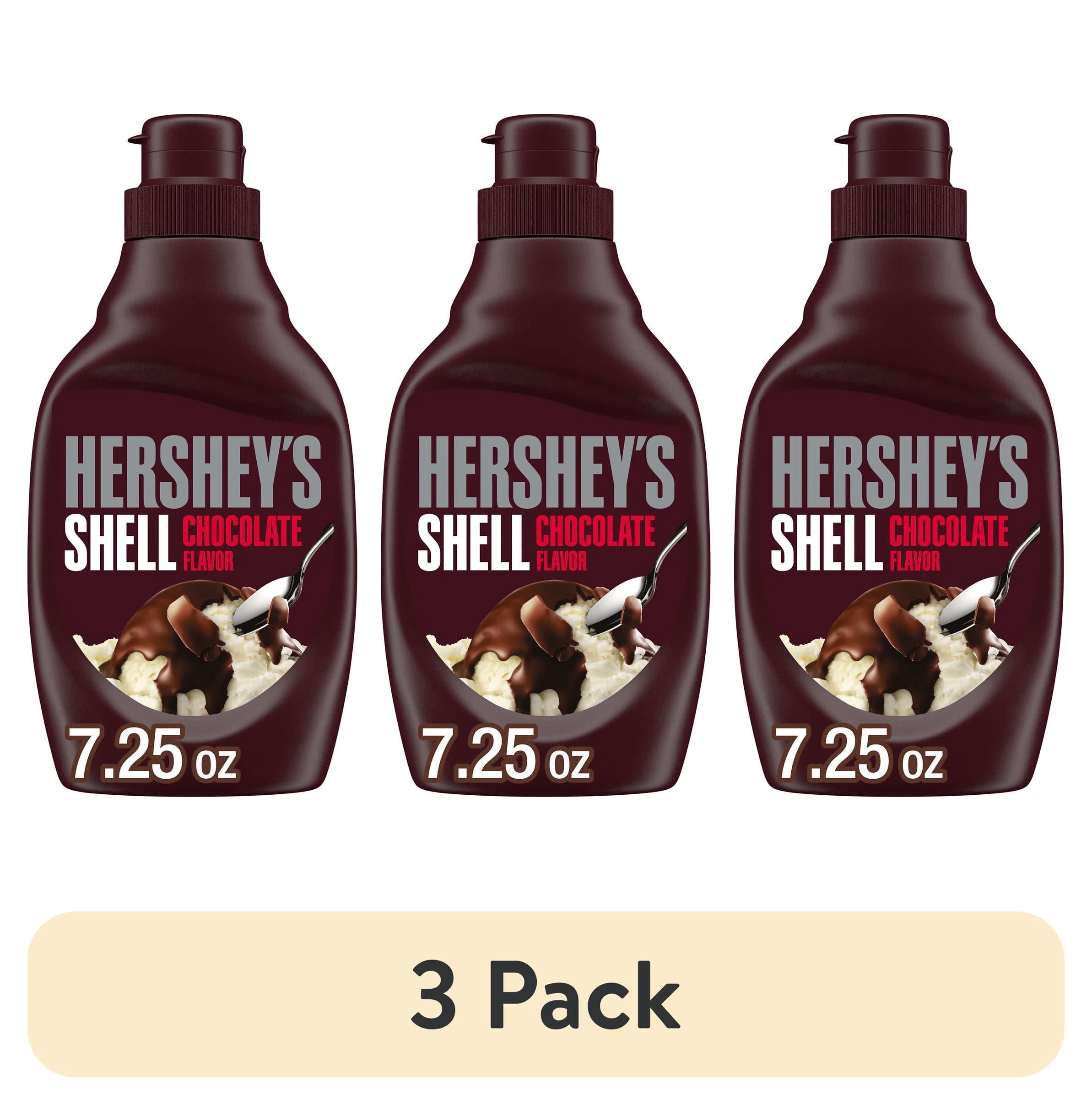 (3 pack) Hershey's Chocolate Flavored Shell Topping, Bottle 7.25 oz