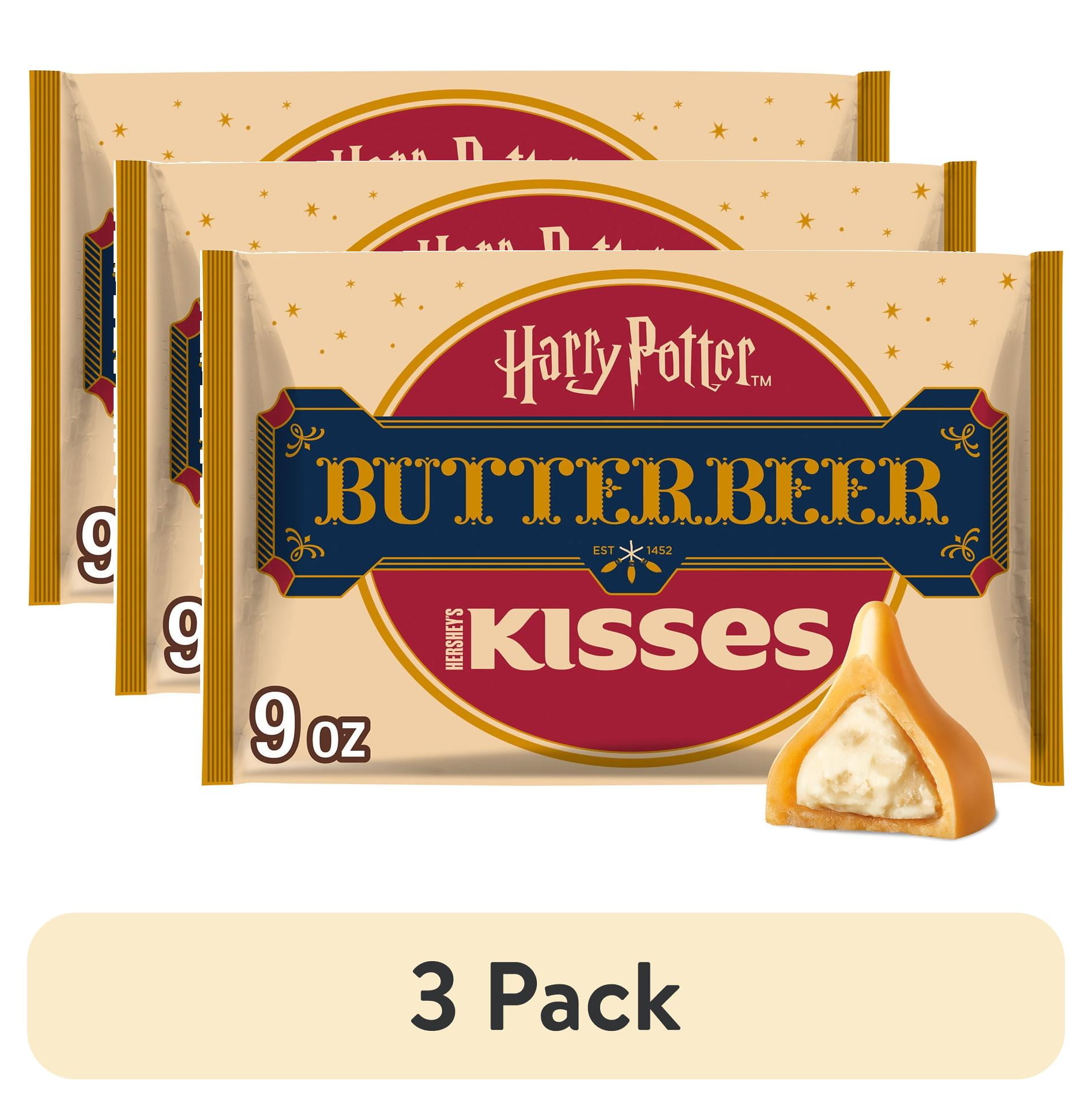 (3 pack) HERSHEY'S KISSES Butterbeer Flavored, Easter Candy Bag, 9 oz