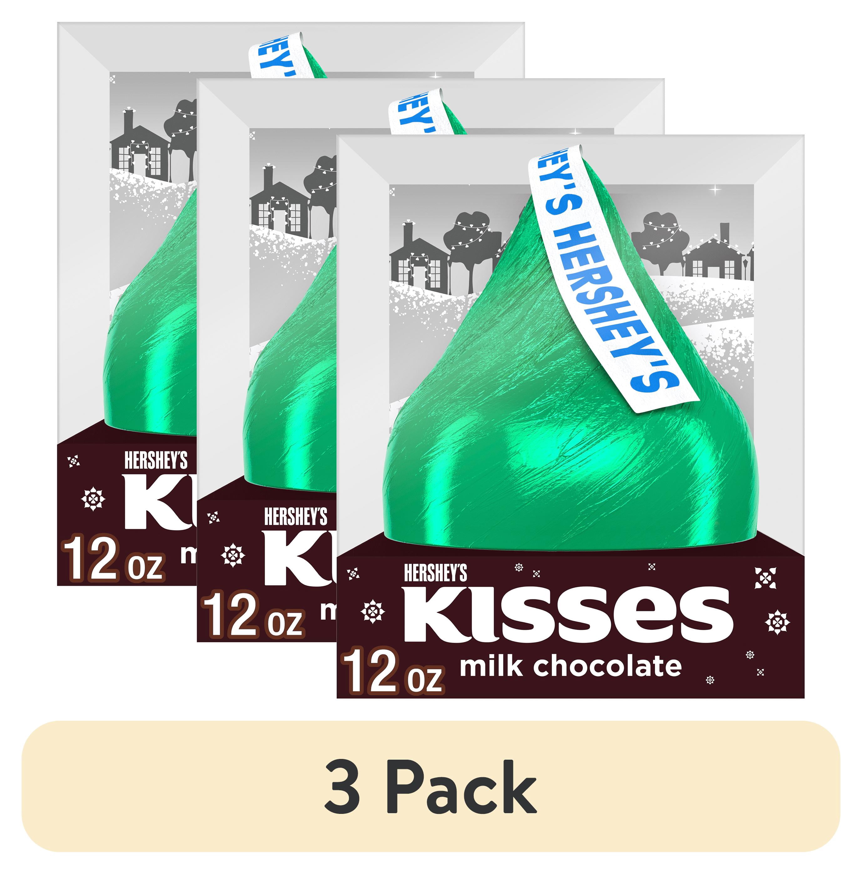 (3 pack) Hershey's Kisses Milk Chocolate Christmas Candy, Gift Box 12 oz