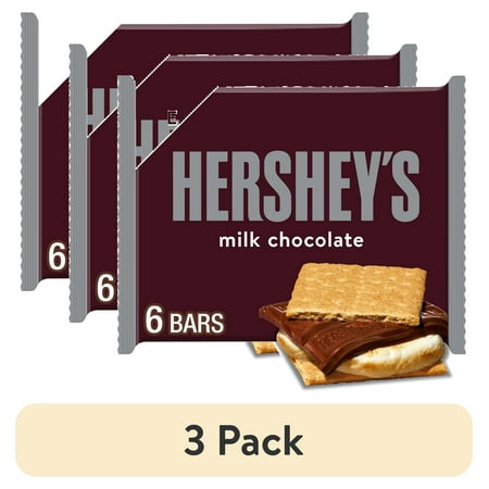 (3 pack) HERSHEY'S Milk Chocolate Candy Bars, 1.55 oz (6 Count)