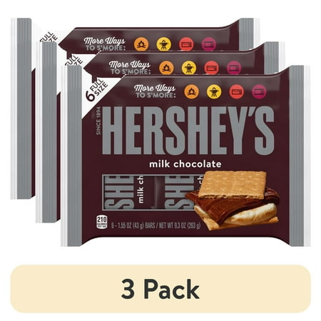 (3 pack) HERSHEY'S Milk Chocolate Candy Bars, 1.55 oz (6 Count)