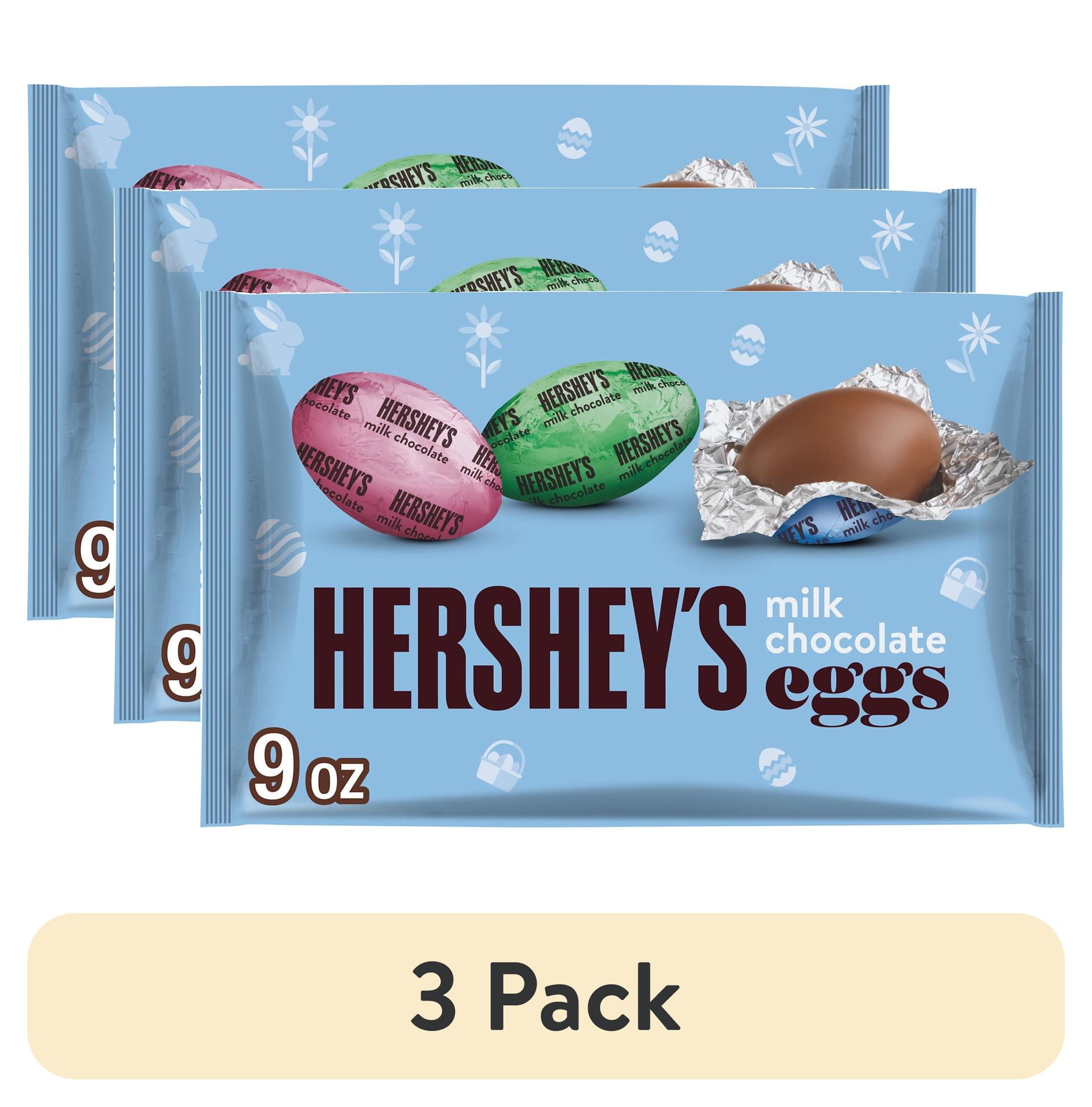 (3 pack) Hershey's Milk Chocolate Eggs Easter Candy, Bag 9 oz