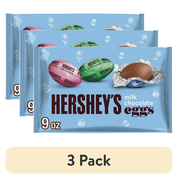 (3 pack) Hershey's Milk Chocolate Eggs Easter Candy, Bag 9 oz
