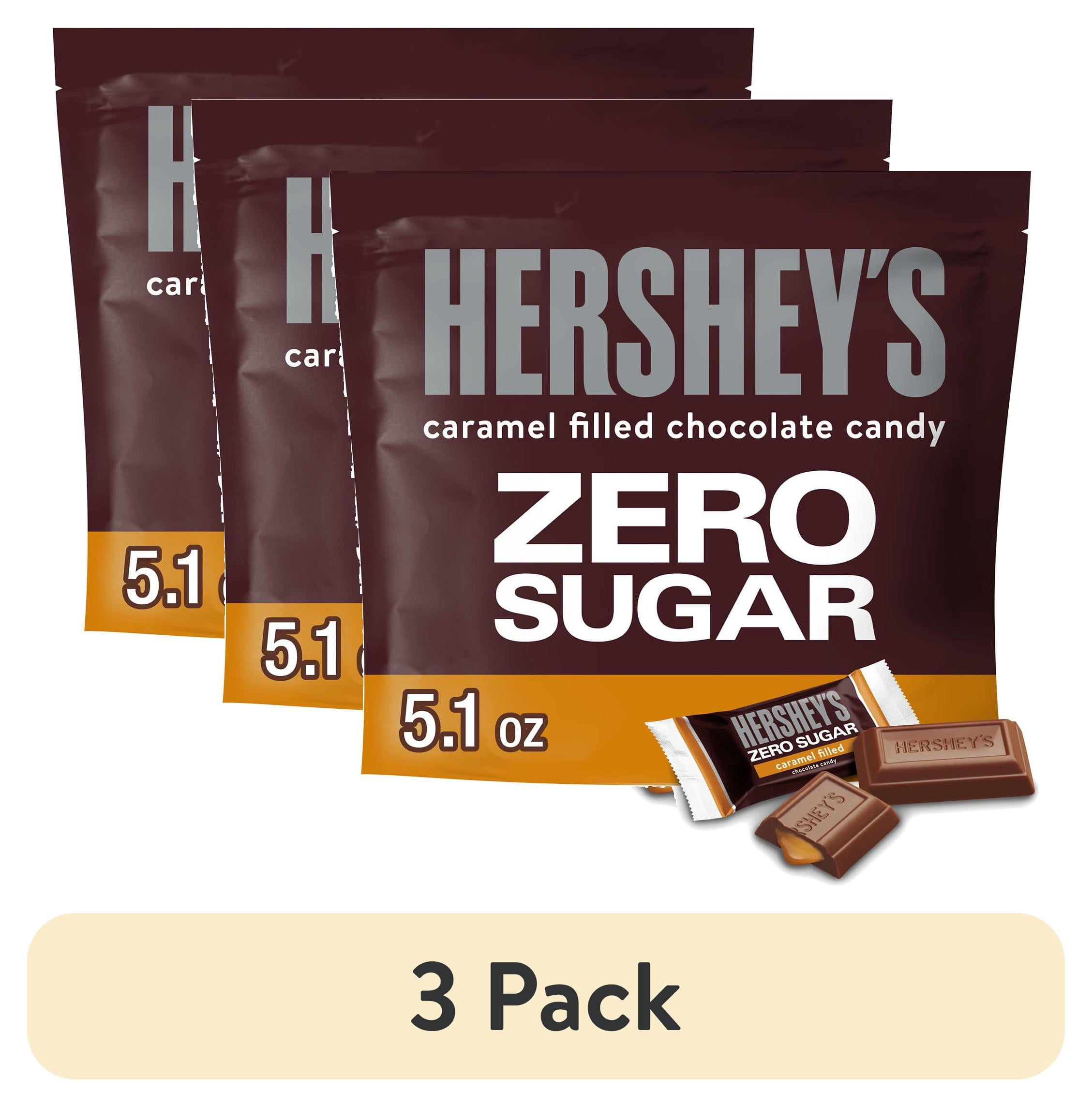 (3 pack) Hershey's Zero Sugar Caramel Filled Chocolate Candy, Bag 5.1 oz