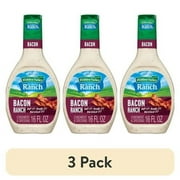 (3 pack) Hidden Valley Bacon Ranch Dip Sauce Condiment & Dressing, 16 fl oz Squeeze Bottle