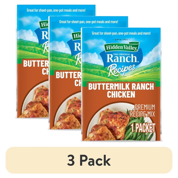 (3 pack) Hidden Valley Buttermilk Ranch Chicken Premium Recipe Mix, Gluten Free, 1 oz