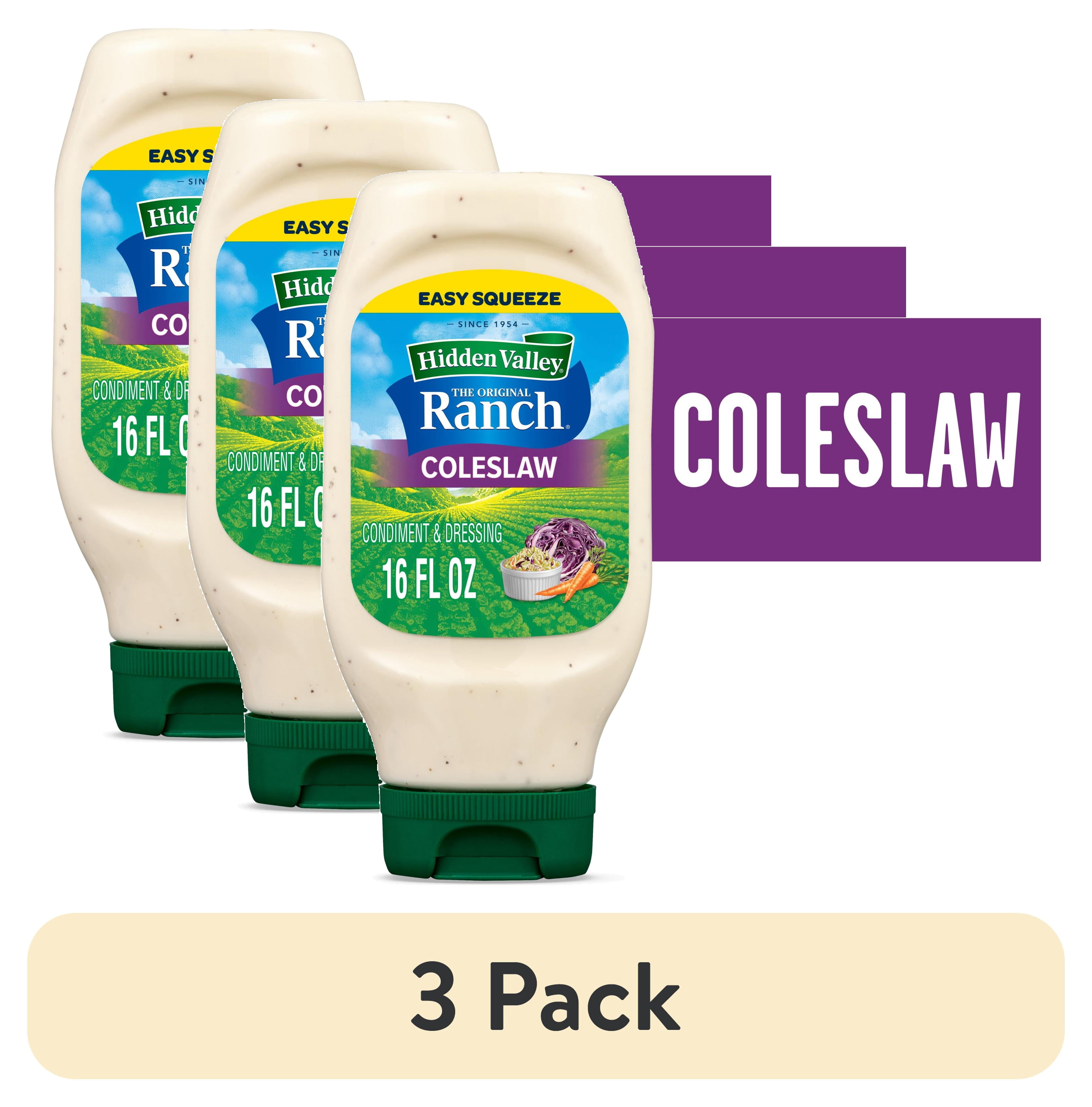 (3 pack) Hidden Valley Ranch Coleslaw Salad Dressing & Condiment, 16 fl oz Squeeze Bottle
