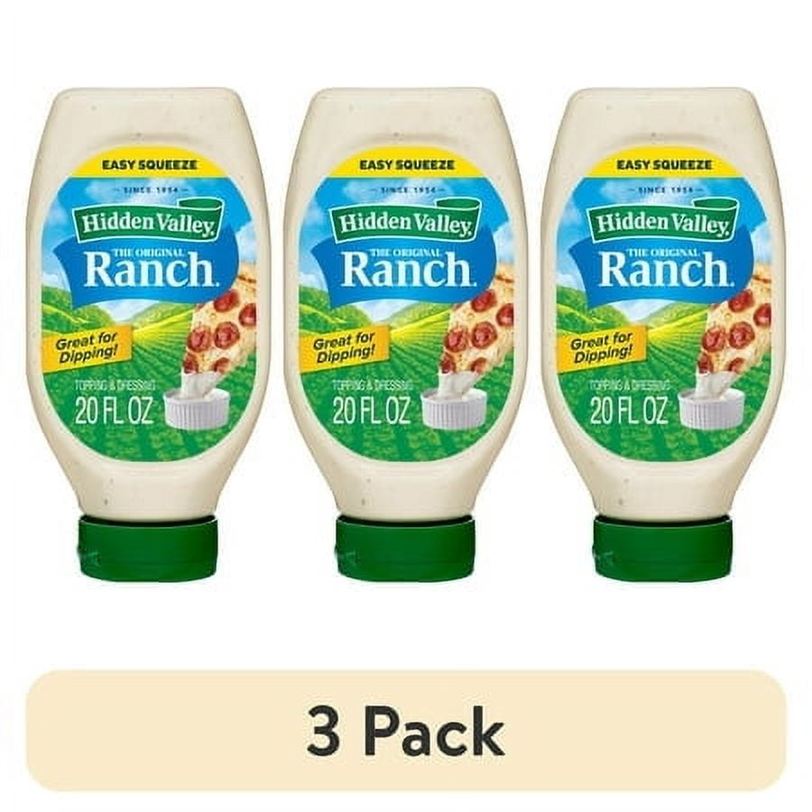 (3 pack) Hidden Valley Original Ranch Salad Dressing & Condiment, 20 fl oz Squeeze Bottle