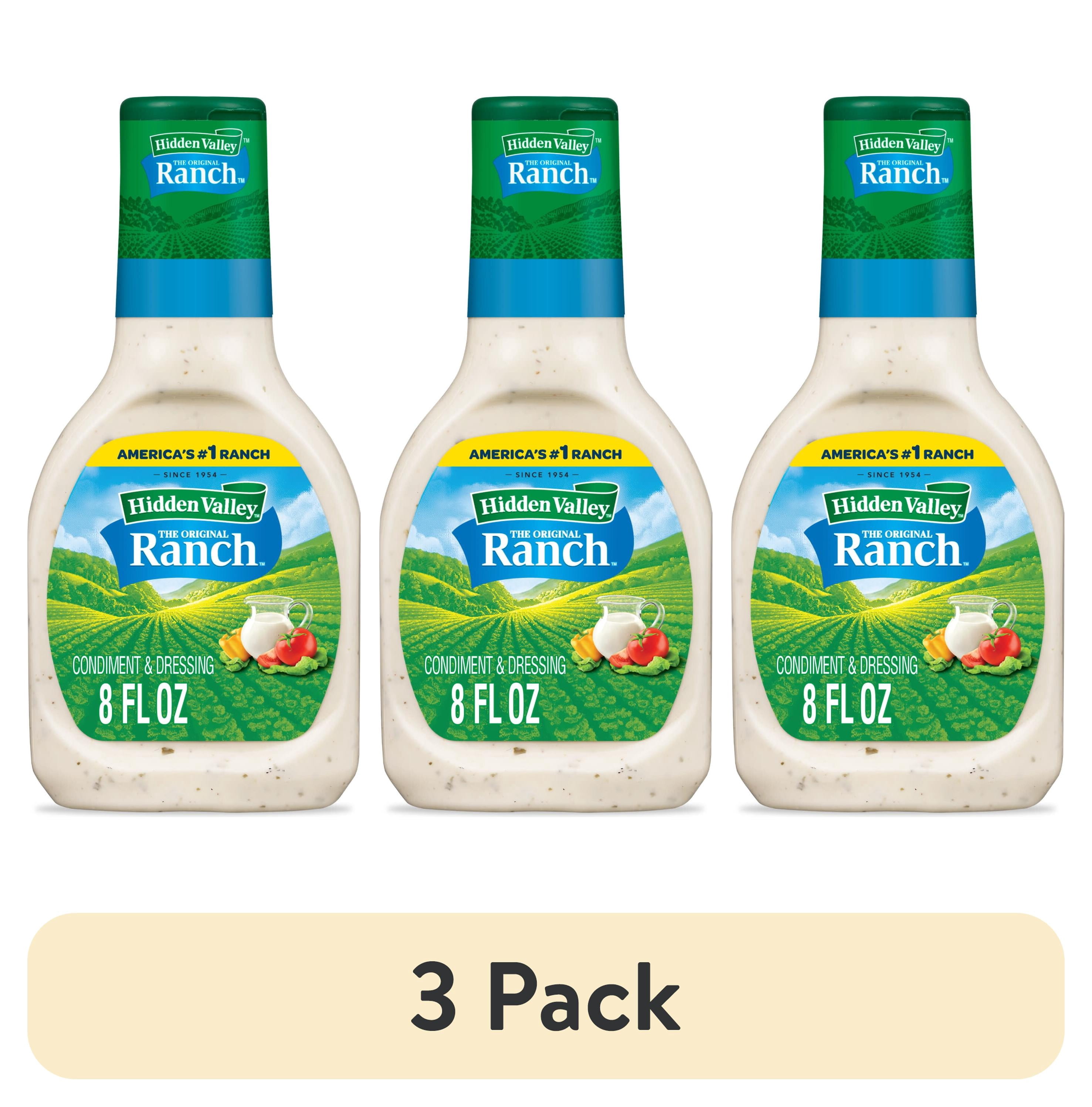(3 pack) Hidden Valley Original Ranch Salad Dressing & Condiment, 8 fl oz Bottle