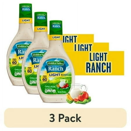 (3 pack) (3 pack) Hidden Valley Gluten Free Light Original Ranch Salad Dressing and Topping, 16 fl oz