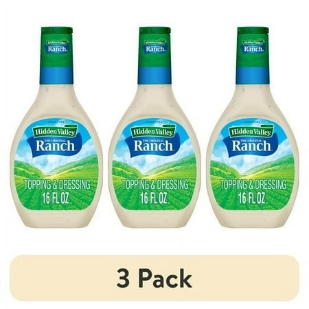 (3 pack) Hidden Valley Original Ranch Salad Dressing and Topping, 16 fl oz Easy Squeeze Bottle