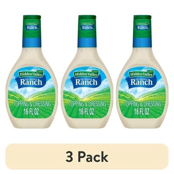 (3 pack) Hidden Valley Original Ranch Salad Dressing, 16 fl oz Bottle