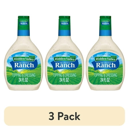 (3 pack) Hidden Valley Original Ranch Salad Dressing and Topping, 24 fl oz Easy Squeeze Bottle
