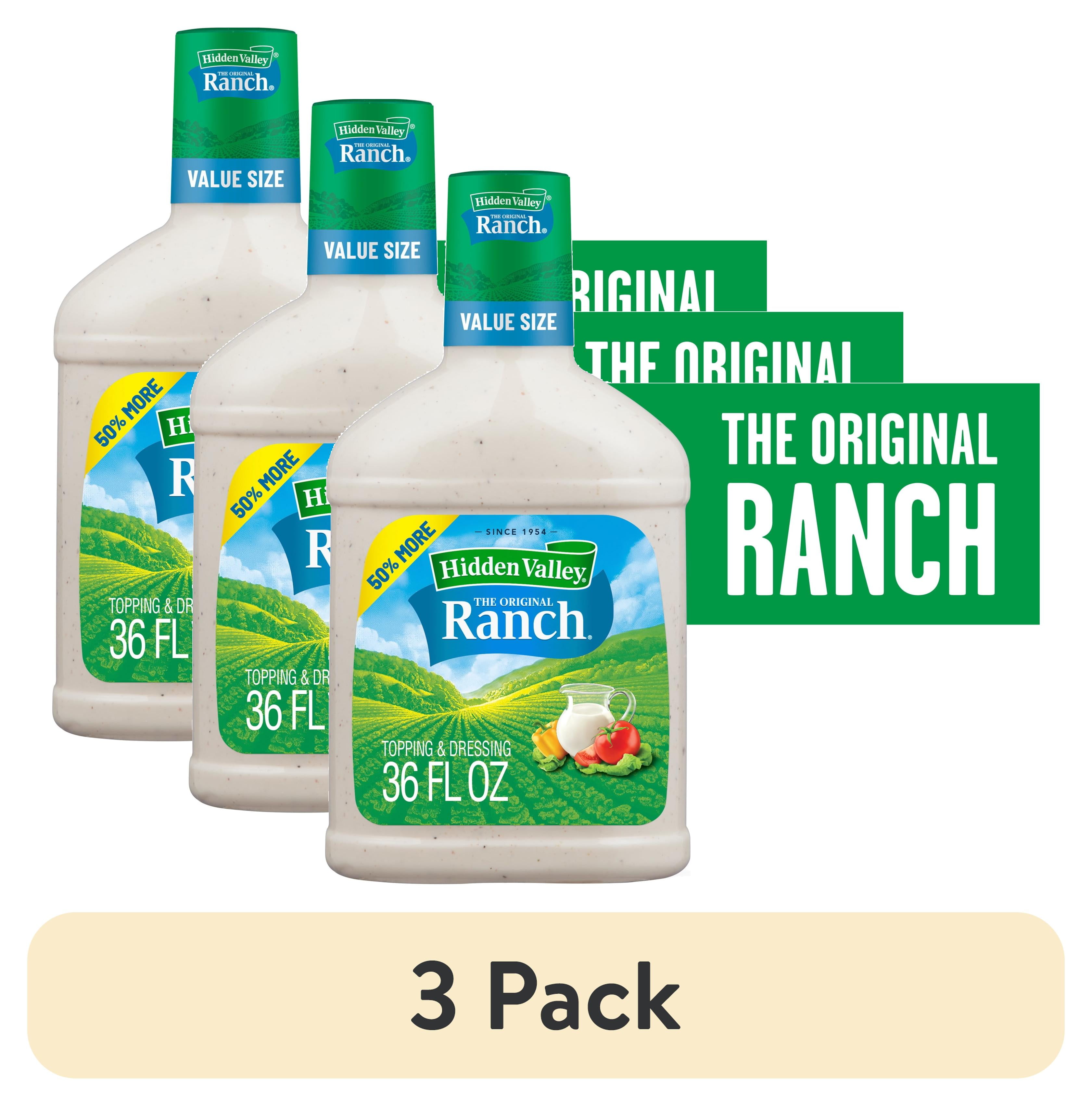 (3 pack) Hidden Valley Gluten Free Keto-Friendly Original Ranch Salad Dressing and Topping, 36 Fl Oz Bottle