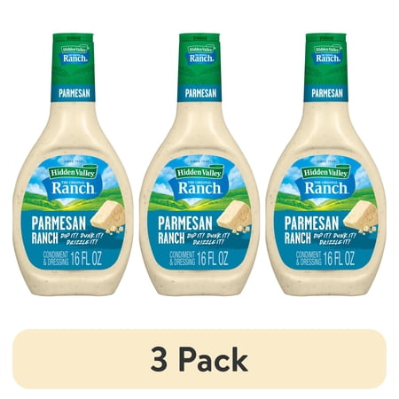 (3 pack) Hidden Valley Parmesan Ranch Topping and Dressing, 16 fl oz Easy Squeeze Bottle