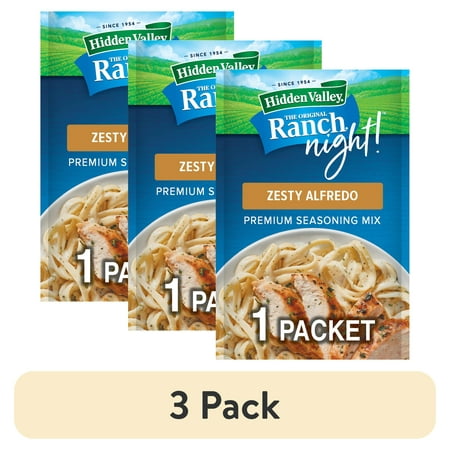 (3 pack) Hidden Valley Ranch Night Zesty Alfredo Premium Seasoning Mix, 1 oz