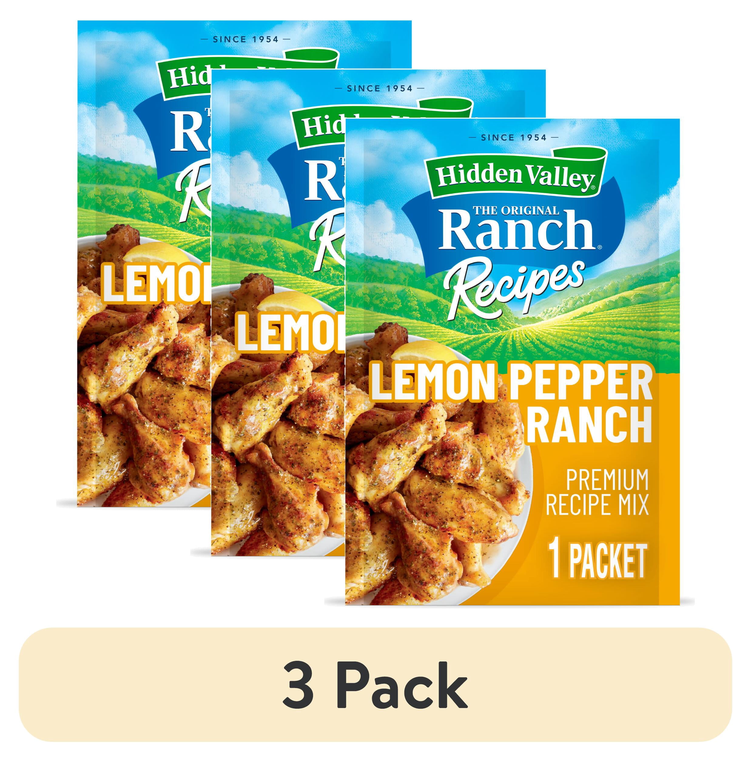 (3 pack) Hidden Valley Lemon Pepper Premium Recipe Mix and Seasoning Mix, 1 oz.