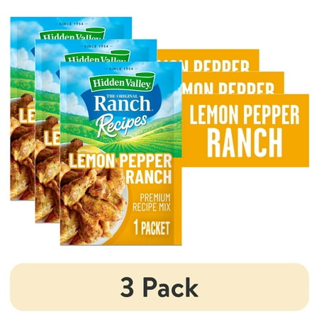 (3 pack) Hidden Valley Lemon Pepper Premium Recipe Mix and Seasoning Mix, 1 oz.