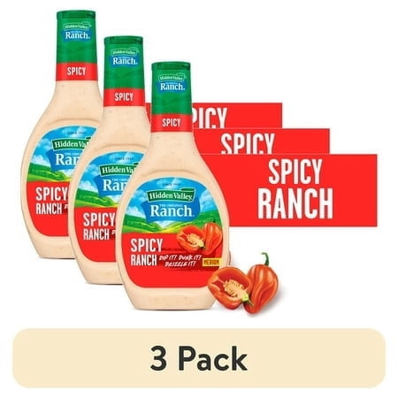 (3 pack) (3 pack) Hidden Valley Gluten Free Spicy Ranch Salad Dressing and Topping, 16 fl oz