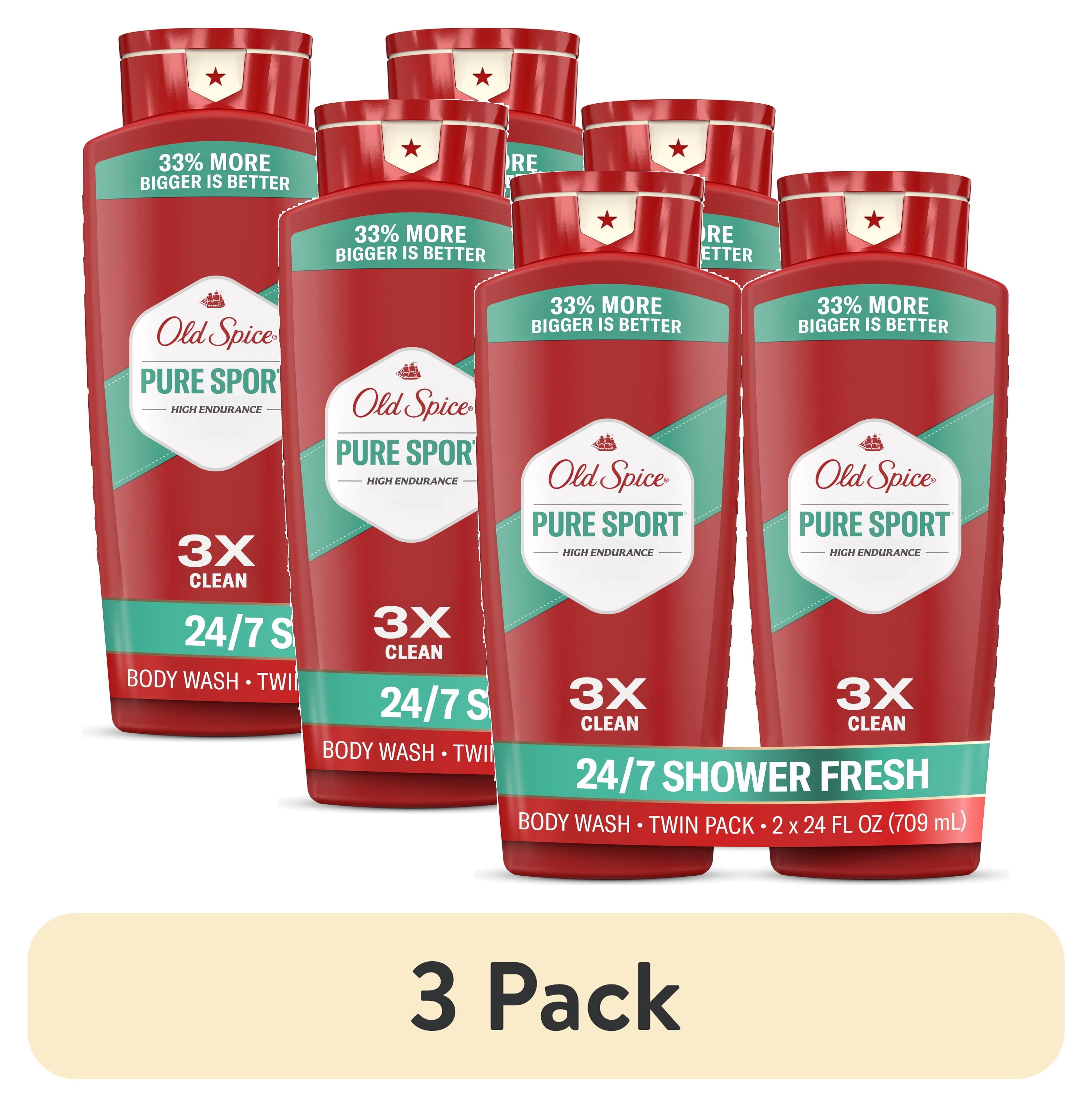 (3 pack) Old Spice Body Wash for Men, Pure Sport, 24/7 Shower Fresh, 24 fl oz, 2-Pack
