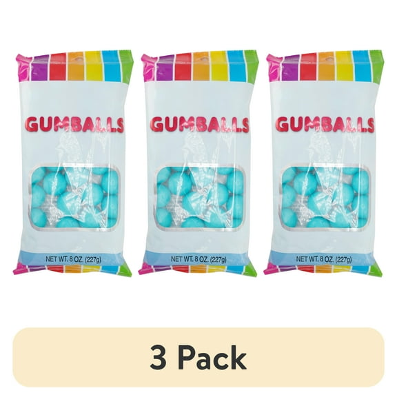 (3 pack) Hilco Blue Raspberry Gumballs, 8 oz Regular Size, Chewing Gum